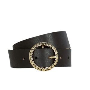 B-Low The Belt Nadia Belt Black Leather Gold Tone Braided Circle